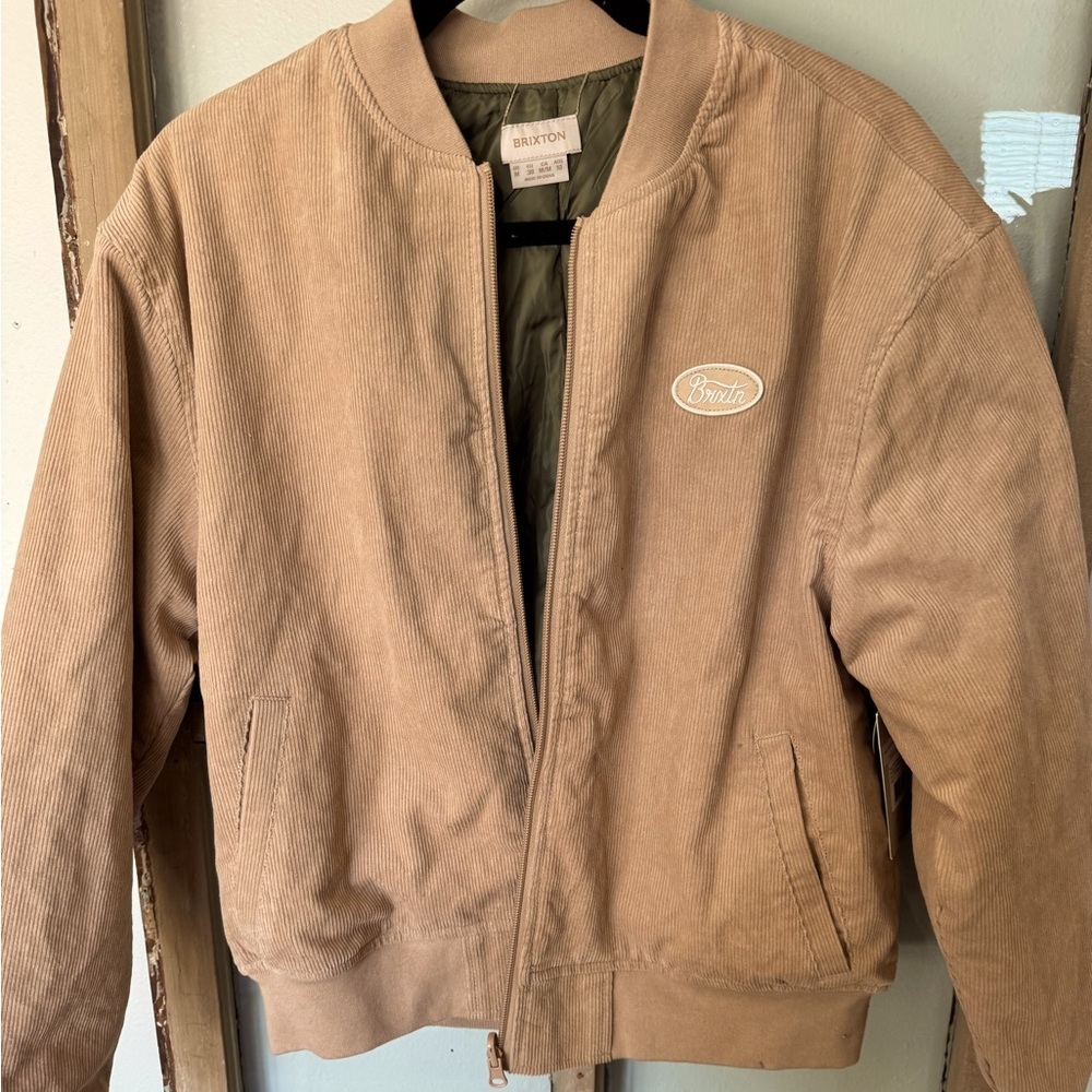 BRIXTON REVERSIBLE jacket! Beige corduroy/satiny olive green combo!H2o repellant